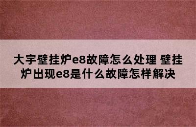 大宇壁挂炉e8故障怎么处理 壁挂炉出现e8是什么故障怎样解决